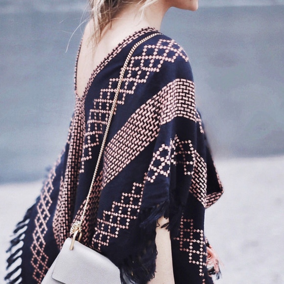 Free People Sweaters - Free people Blue and Pink Poncho